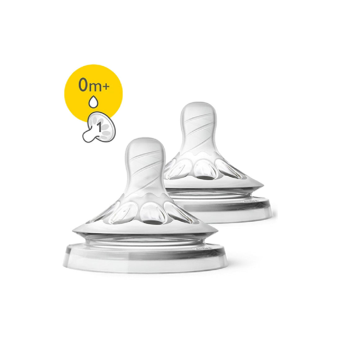 Avent 0+ Natural Feeding Nipples, 4-Hole, Pack of 2