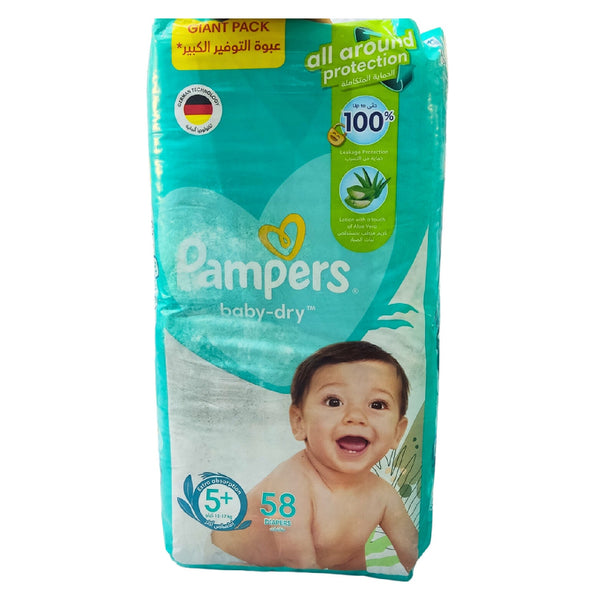 PAMPERS 5 PLUS COMFORT PACK, 58 DIAPERS