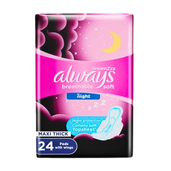 Always Sensitive Night – 6 Pads per Pack, 24 Packs
