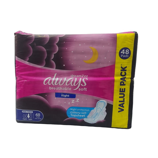 Always Sensitive Night – 48 Pads with Extra Absorption for Sensitive Skin