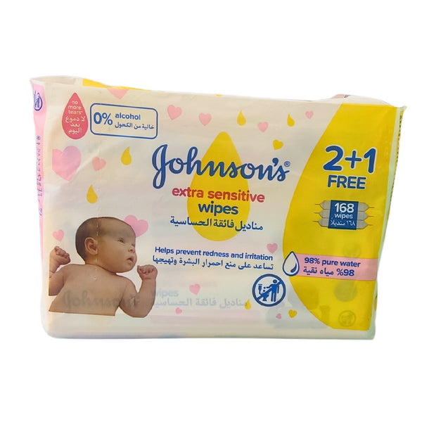 JOHNSON'S Extra Sensitive Baby Wipes 2+1 x 56 pcs