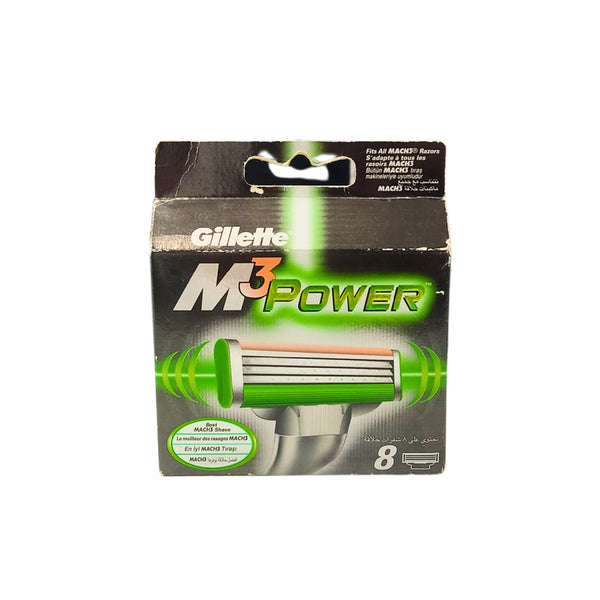 Gillette Mach3 Power Blades – Smooth 3-Blade Shave (8 Pcs)