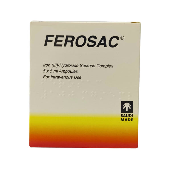 Ferosac 100mg Iron Injection - 5 Ampoules x 5ml