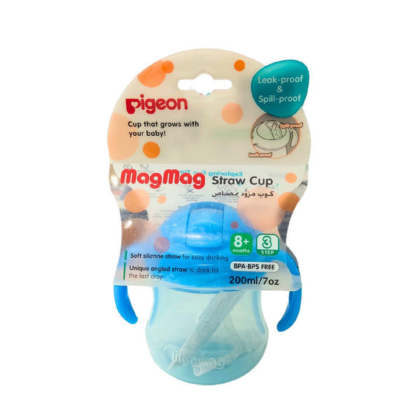 PIGEON Blue Straw Cup Step 3 +8m 200ml