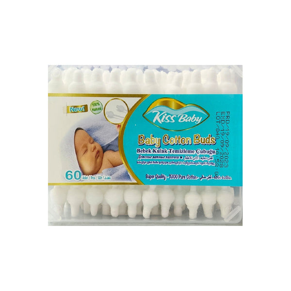 Kiss Baby Baby Cotton Buds – Soft & Safe for Newborns (60pcs)