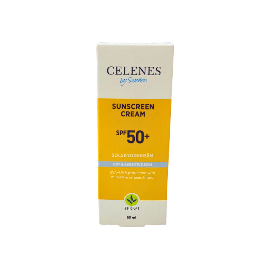 Celenes Sunscreen Cream SPF50+ for Dry & Sensitive Skin – 50ml