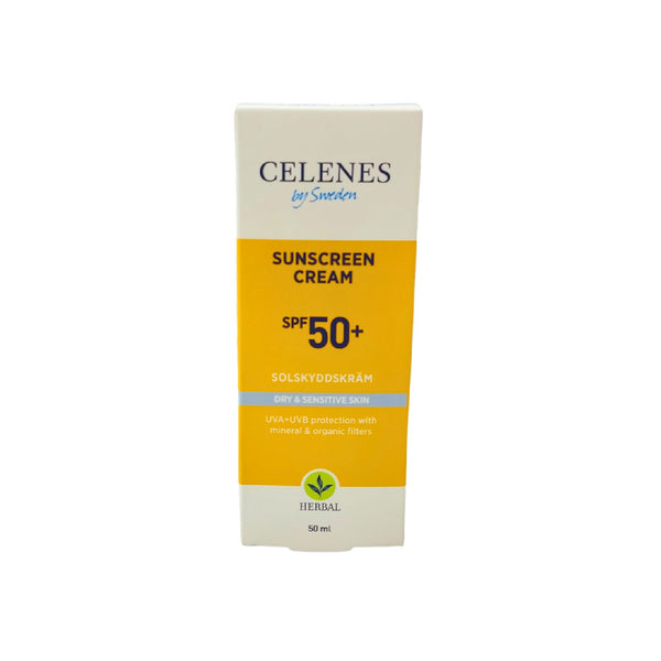 Celenes Sunscreen Cream SPF50+ for Dry & Sensitive Skin – 50ml