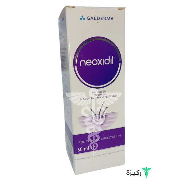 A box of Nioxidil Minoxidil 2% Solution Spray in a 60 ml container, primarily white and purple in color with product information and branding.